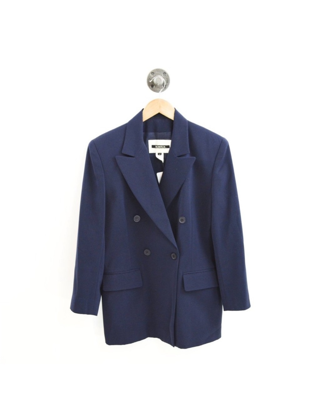 Votre Nom Women's Double-Breasted Navy Blazer Jacket